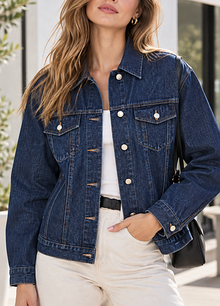 🎁1+1=3 темно-синяя женская джинсовая куртка jeans wear missy, размер 48 - 50