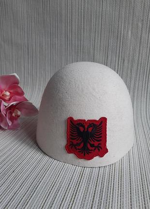 Традиционная албанская шапка плисс (келеше) с гербом, шерсть на объем 57см