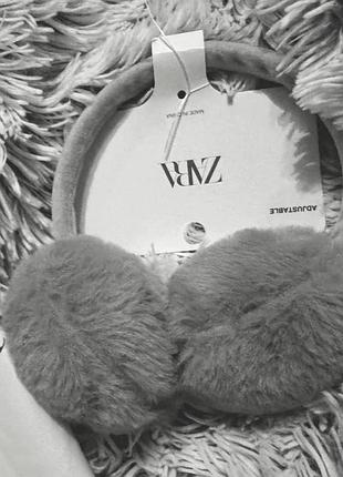 Складные регулируемые наушники zara из искусственного меха 7-12 лет