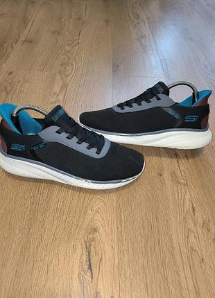 Кросівки чоловічі skechers чорні з білою підошвою