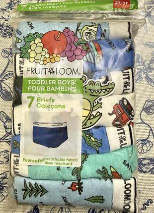 Труси для хлопчика fruit of the loom, 7 штук, різнокольорові, розмір 2t/3t