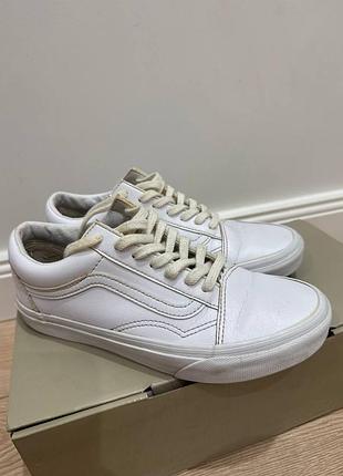 Стильные белые кеды vans (оригинал) / кожаные кроссовки ванс