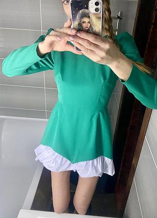 Коротка жіноча сукня, зелена, розмір s