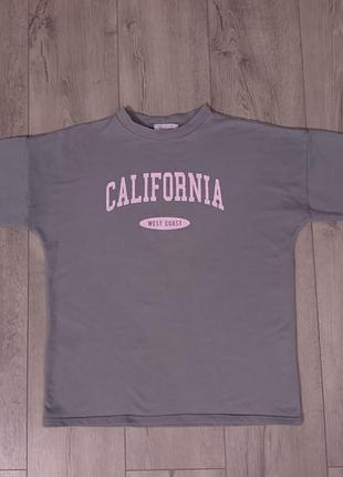 Футболка жіноча shopline оверсайз сіра з принтом california