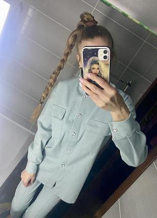 Жіночий брючний костюм, блакитний, розмір s