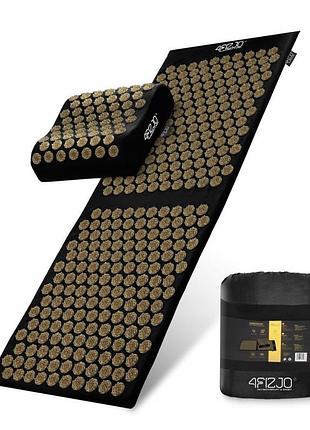 Килимок акупунктурний з подушкою 4fizjo ergo mat xl аплікатор кузнєцова black/gold