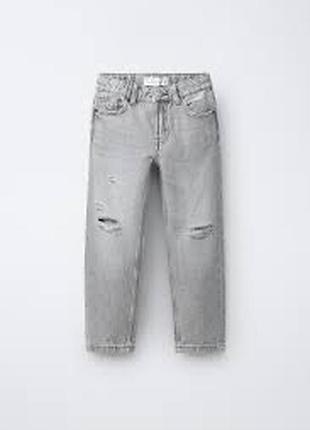 Сірі джинси крою mom fit від бренду zara для дівчаток на зріст 152 см (що зазвичай відповідає віку 11–12