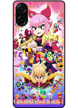 Силиконовый чехол бампер для samsung a08 с картинкой brawl like a girl бравл
