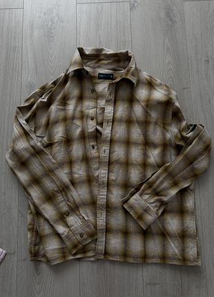 Чоловіча сорочка zara в клітинку, коричнева
