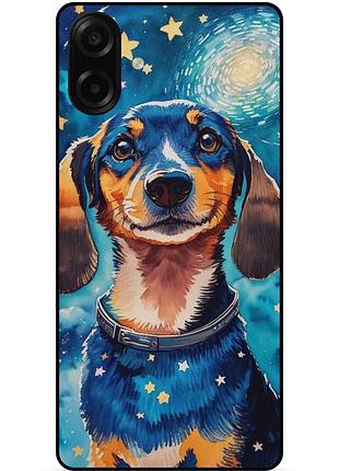 Силиконовый бампер чехол для samsung a07s с рисунком пес ван гог звездная ночь