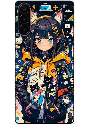 Силиконовый бампер чехол для samsung a18 с рисунком котики аниме