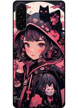 Силіконовий бампер чохол для samsung a18 з малюнком котики аніме