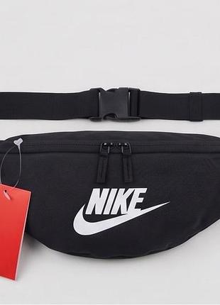 Бананка nike 162406 поясная сумка черная белое лого