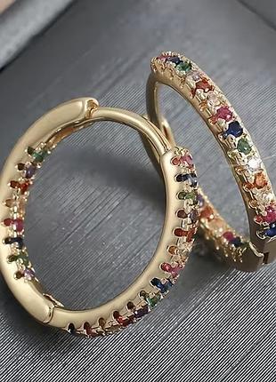 Серьги-кольца из нержавеющей стали «радужная дорожка»