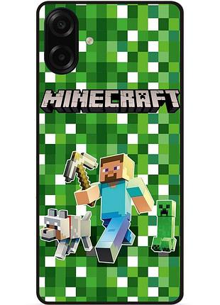 Силиконовый бампер чехол для samsung a07s стив minecraft крипер майнкрафт