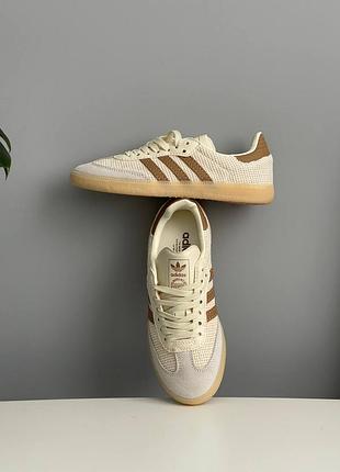 Кросівки чоловічі adidas samba og crystal sand ji3185 бежеві, коричневі, розміри 36-40, матеріал текстиль