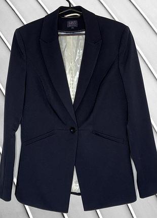 Жіночий темно-синій приталений піджак m&s uk12 m l 38 40 46 маркс спенсер класичний жакет блейзер m&s uk12 38 40 46