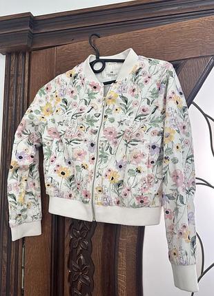 Куртка-бомбер жіноча h&m з квітковим принтом