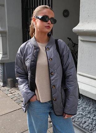 Куртка жіноча teeshopen quilted block jacket сіра лайнер 8