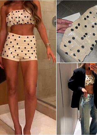 Топ-бандо zara, в блестках и горошек.