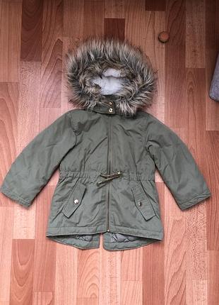 Парка куртка для дівчинки h&m хакі 98 р 2