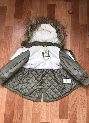 Парка куртка для дівчинки h&m хакі 98 р 4