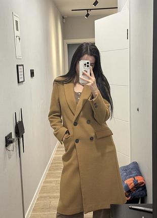 Шерстяне пальто zara коричневе