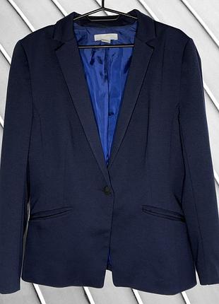 Женский темно-синий приталенный пиджак h&amp;m eu42 xl 42 44 48 50 эйчендем хм классический жакет блейзер h&amp;m eu42 42 48 50