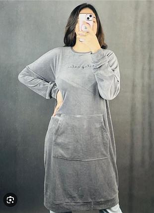 Сукня велюрова, туніка жіноча велюрова батал від еsmara.  розмір по бірці m.