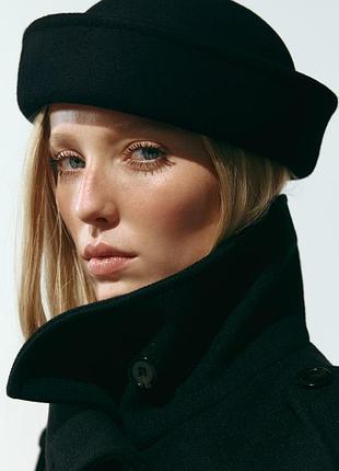 H&m чорний фетровий вовняний капелюх казанок боулер 100% вовна жіночий базовий демі сезон повсякденний ретро класичний р. s m