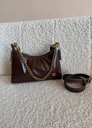 Сумка жіноча coach коричнева шкіряна