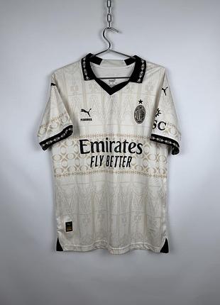 Футболка чоловіча puma x ac milan x pleasures футбольна джерсі біла (сезон 2023/24) розмір m