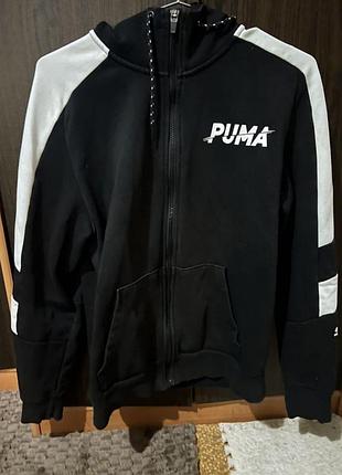 Оригінальна зіпка puma кофта чорна білі лампаси худі найк м