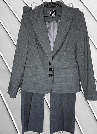 Женский серый брючный костюм в клетку debenhams u912 m l 38 40 46 дебенхемс классический костюм пиджак брюки debenhams u92 38 46