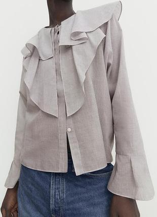 Massimo dutti блуза котон ліоцел смужка волан