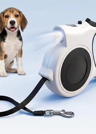 Поводок-рулетка red coral touch light dog leash з led-ліхтариком