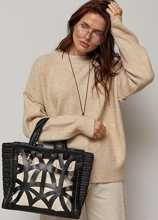 Вязаный джемпер oversize с декоративными швами
