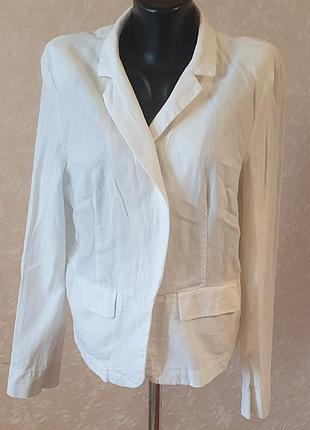 Белый льняной пиджак блейзер жакет c&amp;a premium tailored, размер l / xl (eur 42)