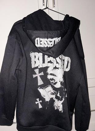 Зіпка  чорна з принтом blessed унісекс