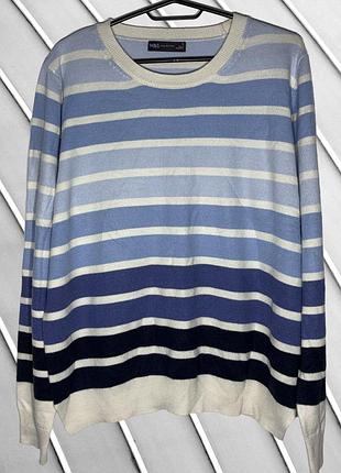 Женский джемпер в полоску m&amp;s eu44 2xl 44 46 50 52 маркс спензер голубая-белая трикотажная кофта полосатый свитер m&amp;s eu44 44 50 52