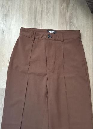 Брюки жіночі pull&bear wide leg коричневі 4