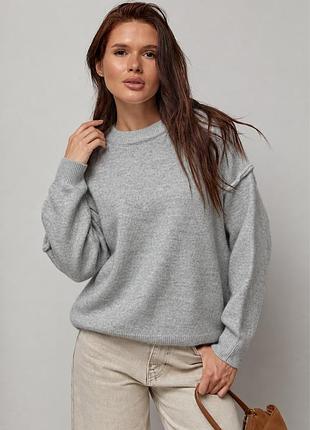 Вязаный джемпер oversize с декоративными швами
