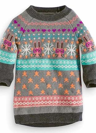 Шерстяное вязаное платье в новогодний принт next christmas dress.