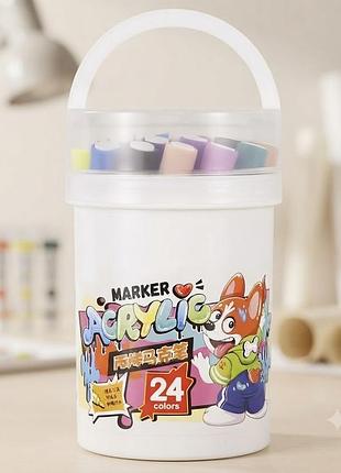 Акварельні маркери 24 water color pen / набір маркерів у білому відерці / художні маркери