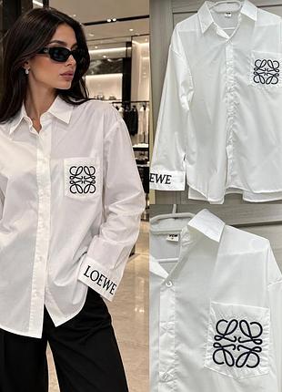 Сорочка жіноча loewe оверсайз біла бавовна поліестер
