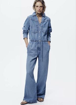 Жіночий брючний комбінезон zara джинсовий