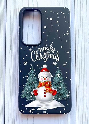 Матовый черный чехол на samsung galaxy a35 (a356) снеговик (принт 152)
