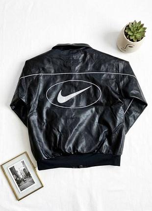 Куртка чоловіча nike x supreme шкіряна чорна розмір m-l