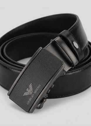 Чоловічий ремінь армані, ремінь armani з натуральної шкіри, набір armani, чоловічий ремінь чорного кольору armani