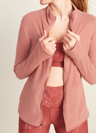Флісова кофта old navy пуловер фліска на блискавці рожевий прорізи для пальців тепла xs s якісна светр джемпер
